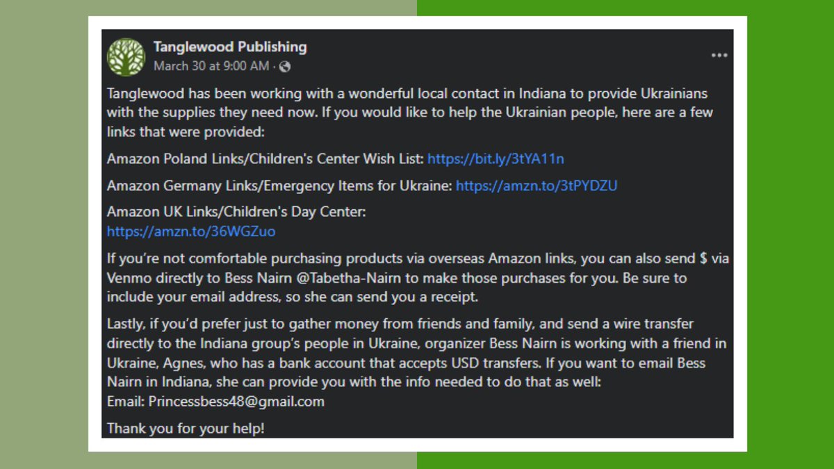 TanglewoodPub's tweet photo. Tanglewood has been working with a wonderful local contact in Indiana to provide Ukrainians with the supplies they need now. If you would like to help the Ukrainian people, please see the photo below or our Facebook post for links: https://t.co/5FyiznwKtC https://t.co/7Euu15tRr5