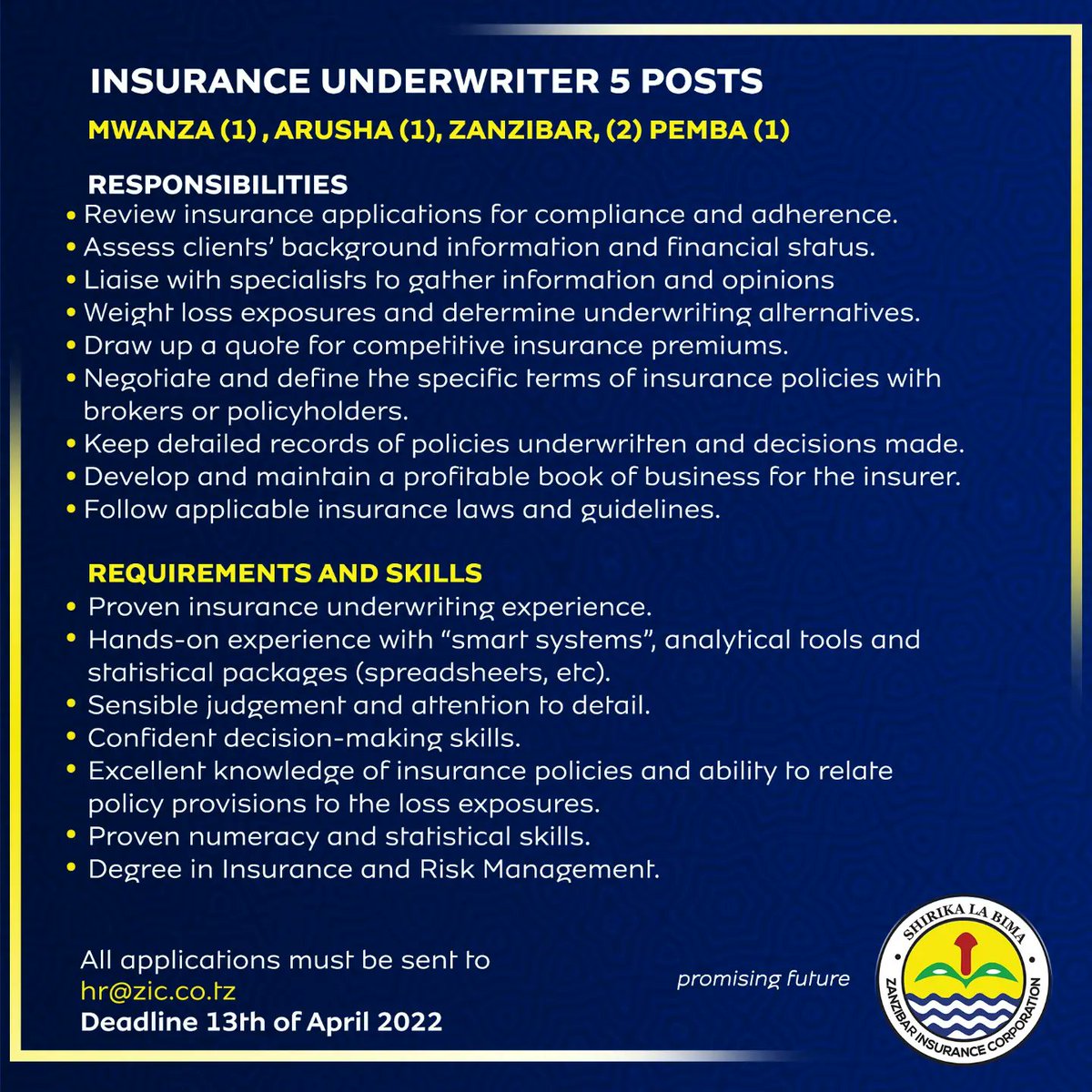 Nafasi za Ajira - Insurance Officers

Bonyeza link kwenye bio kutuma maombi.

#bimanazic