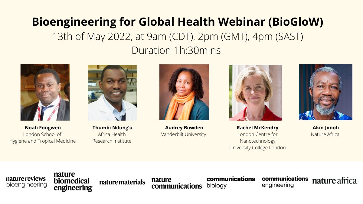natrevbioeng's tweet photo. Do not miss our Bioengineering for Global Health webinar on May 13th! We will discuss the impact of bioengineering on global health challenges and future directions for improving equity in access to healthcare, research and publishing! 
Register here: https://t.co/BmQMTO6rDz https://t.co/ps7S2YxnGu