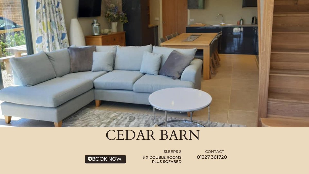 BayTreeCottage's tweet photo. If you fancy a #weekendbreak with friends or family or a summer #staycation in a beautiful rural setting, have a look at Cedar Barn, our largest property which sleeps 8.

https://t.co/zRjY3gCcCn

#dogfriendly #sleeps8 https://t.co/piP2LER760