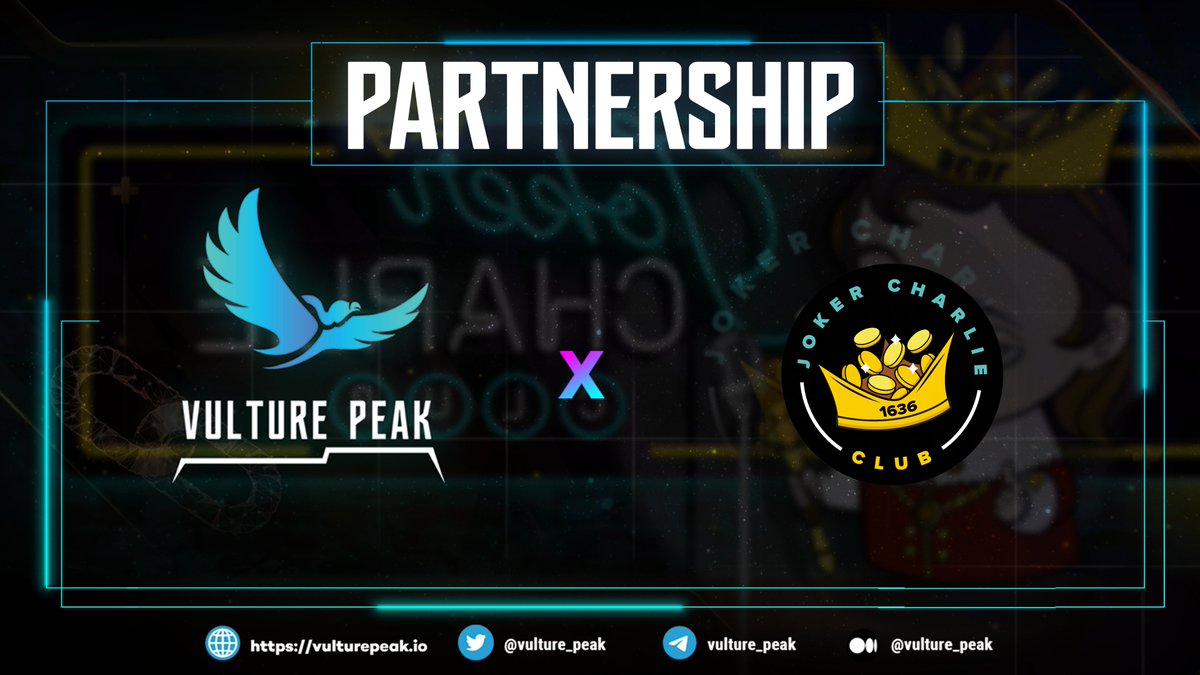 vulture_peak's tweet photo. 🚨  Partnership Announcement 🚨

Vulture Peak is delighted to announce the partnership with @JokerCharlieNFT 🤝

A community driven Venture Capital and Incubator✨🚀

#VentureCapital #launchpad #partnership #vpk https://t.co/GFcoQg6mI2