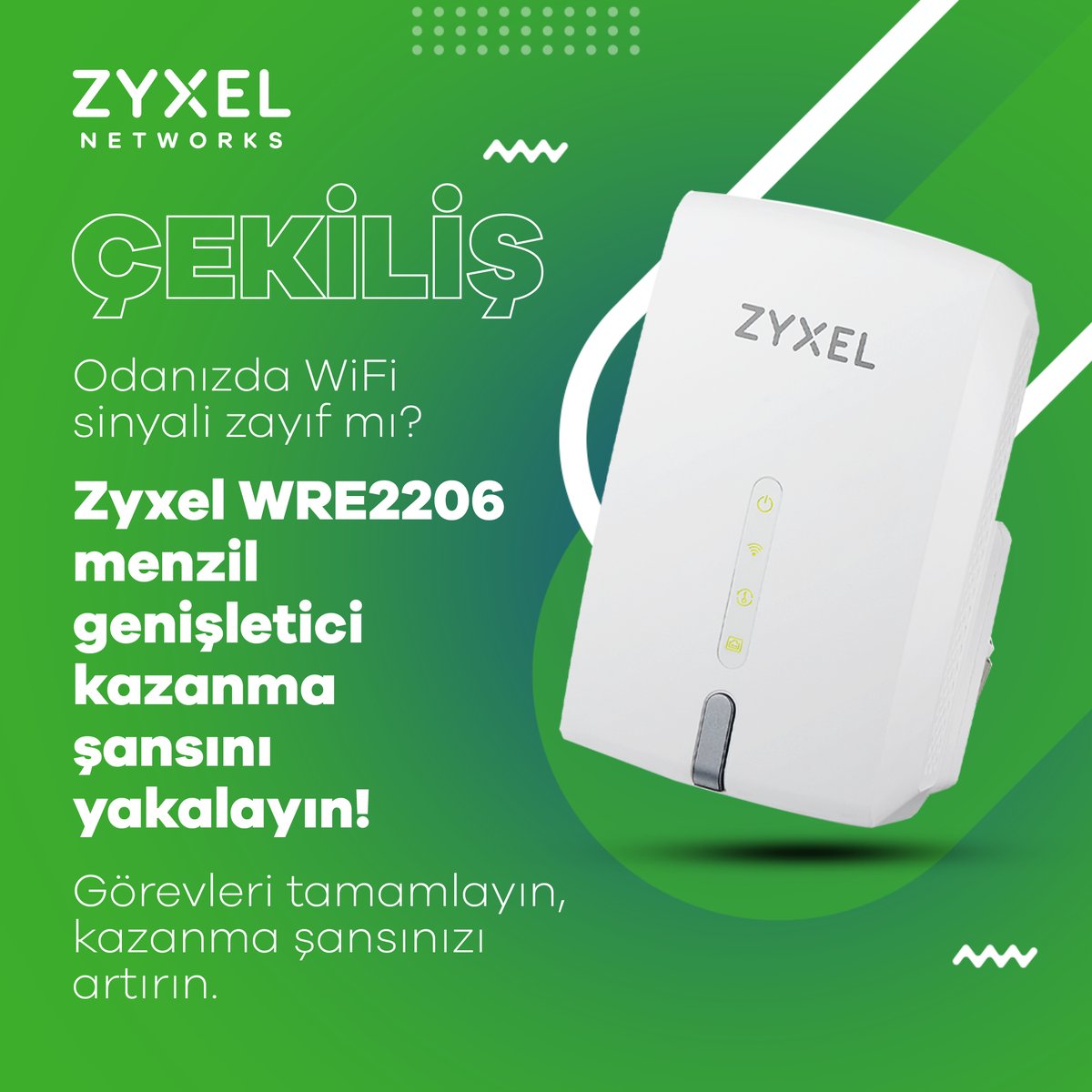 Zyxel WRE2206 menzil genişletici kazanma zamanı! ✨ Odanızda WiFi sinyali zayıf mı? Öyleyse bu çekilişi kaçırmayın!

Linke tıklayın, tamamladığınız her görev için bir #çekiliş şansı kazanın: gleam.io/HkM4g/zyxel-wr…

🗓️ Son katılım tarihi: 11.04.2022