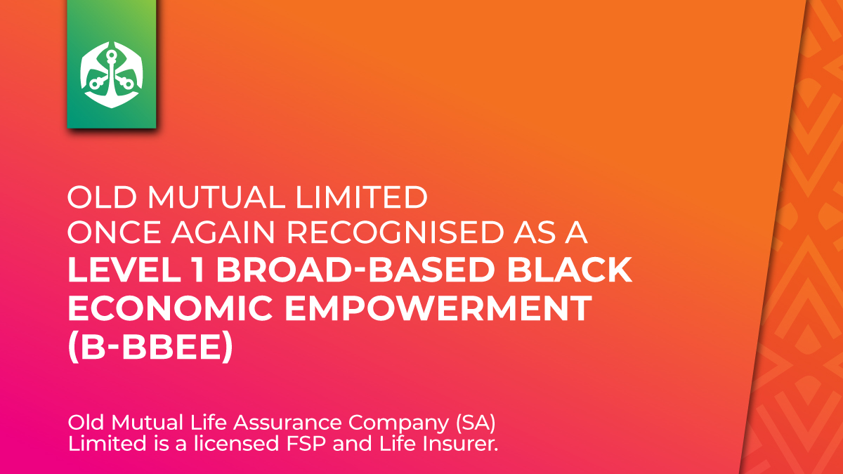 Old Mutual Limited is proud to be recognised as a Level 1 B-BBEE Contributor for the third time in a row! Find out more: ow.ly/msZw50IzBym