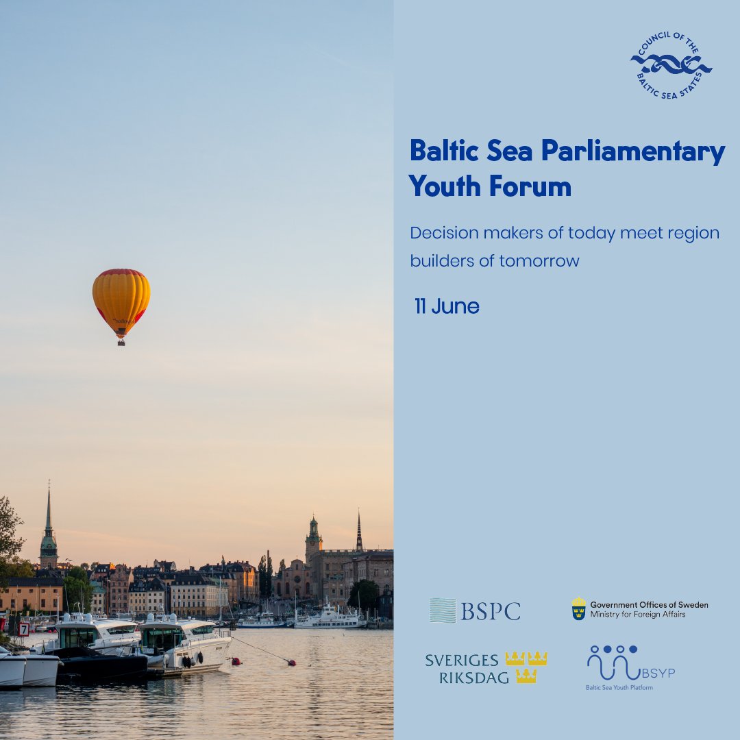 CBSSsecretariat's tweet photo. In collaboration with the Swedish delegation @Sverigesriksdag to the #BSPC Baltic Sea Parliamentary Conference, the #CBSS is co-organising the 2022 Baltic Sea Parliamentary Youth Forum! Application forms are now open, apply before 24th of April!
👉 https://t.co/rCvE4VIvoI https://t.co/CjaFittVVz