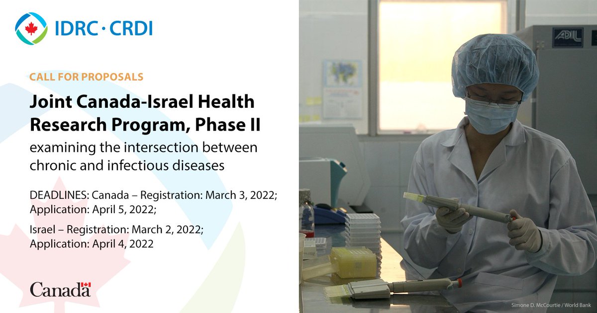 Last chance to apply to the first Call for Proposals under the Joint Canada-Israel Health Research Program Phase II, funding research at the intersection of #NCDs and infectious diseases bit.ly/34antsW <a href="/azrielifdn/">Azrieli Foundation</a> <a href="/CIHR_IRSC/">CIHR</a> #FundingOpportunity