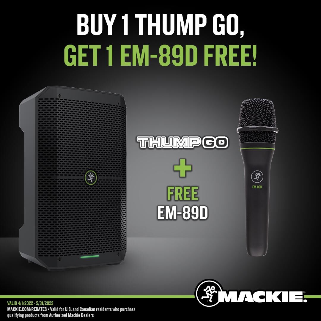MackieGear's tweet photo. Now through May 31, 2022, get a FREE EM-89D Dynamic Microphone when you purchase a Thump GO Battery-Powered Loudspeaker. If you are looking to get the ultimate mobile setup, this is your chance to score!
👉 https://t.co/0Pcy52n0YT
#Mackie #MackieMonday #ThumpGO #ThumpGoAnywhere https://t.co/2jQbwePf1l