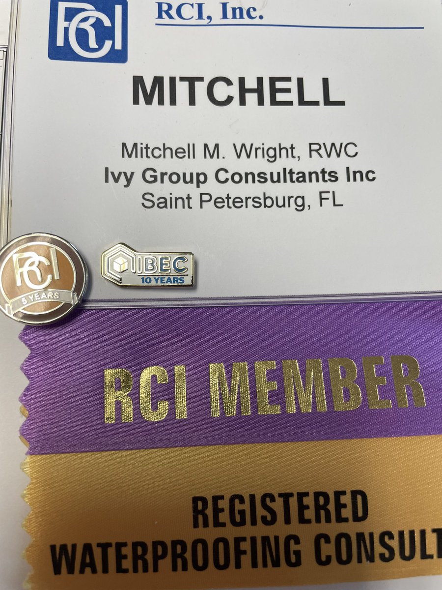 BldgScientist's tweet photo. Got my IIBEC 10 year pin today. #waterproofing @IIBEC2020 #construction #Buildings #architecture https://t.co/FpZP3ReO3O