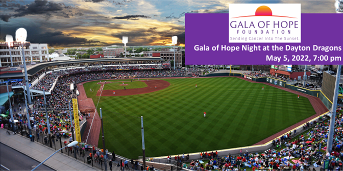 GalaOfHope's tweet photo. Join us for Gala of Hope Night at the @DragonsBaseball on Thursday, May 5, at 7:00 pm. Each ticket is only $14 and $7 from every ticket will come back to Gala of Hope to help send cancer in the Dayton region into the sunset.

To order tickets, visit https://t.co/ZRNq077do9 https://t.co/act7u3zYKS