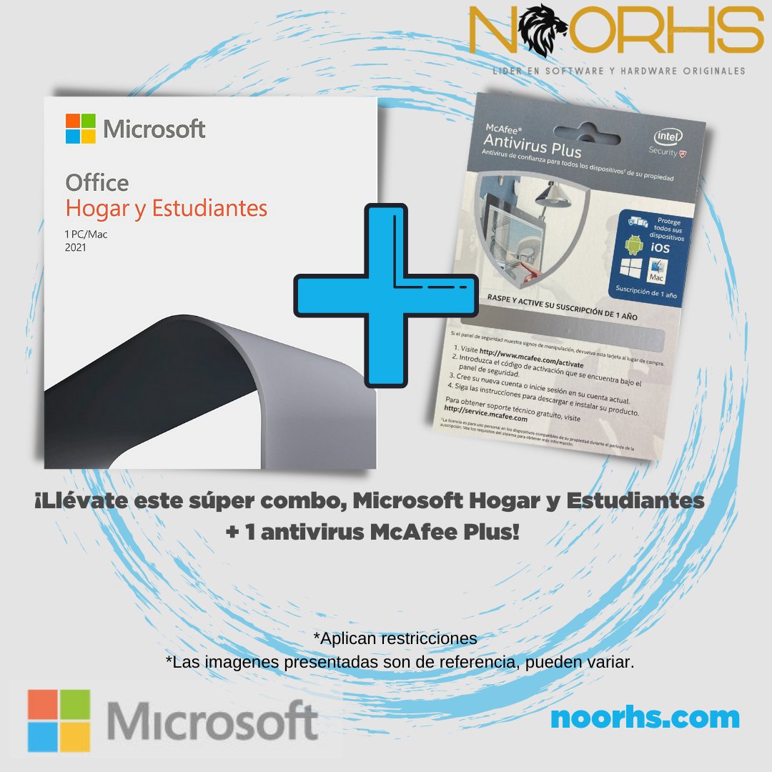 NOORhs_oficial's tweet photo. En algunos lugares hay combos con papas🍟 y refresco 🥤, en Noorhs, nuestro combos son de Office y antivirus McAfee Plus...¡Aquierelo hoy mismo! https://t.co/c8mhW7xOoC
#Microsoft #Antivirus #Noorhs https://t.co/s2ZkQSvDuA