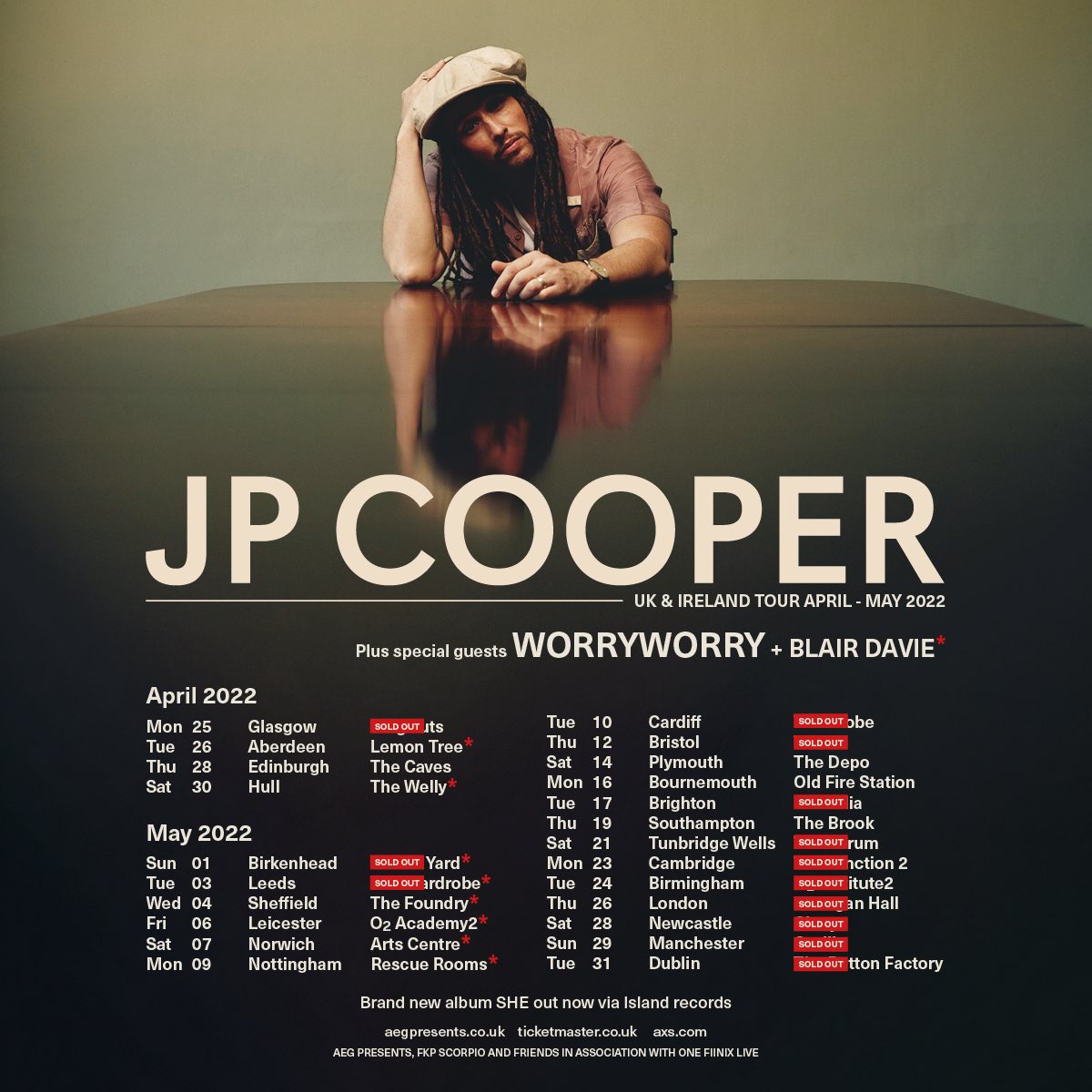 JP Cooper (@jpcoopermusic) on Twitter photo I'm very excited to announce that <a href="/blairdaviemusic/">Blair Davie</a> will be joining <a href="/worryaboutwhen/">WORRYWORRY</a> and I on selected dates on my UK & Ireland tour in a couple of weeks! Who's coming?
jpcoopermusic.com/#live I'm very excited to announce that <a href="/blairdaviemusic/">Blair Davie</a> will be joining <a href="/worryaboutwhen/">WORRYWORRY</a> and I on selected dates on my UK & Ireland tour in a couple of weeks! Who's coming?
jpcoopermusic.com/#live