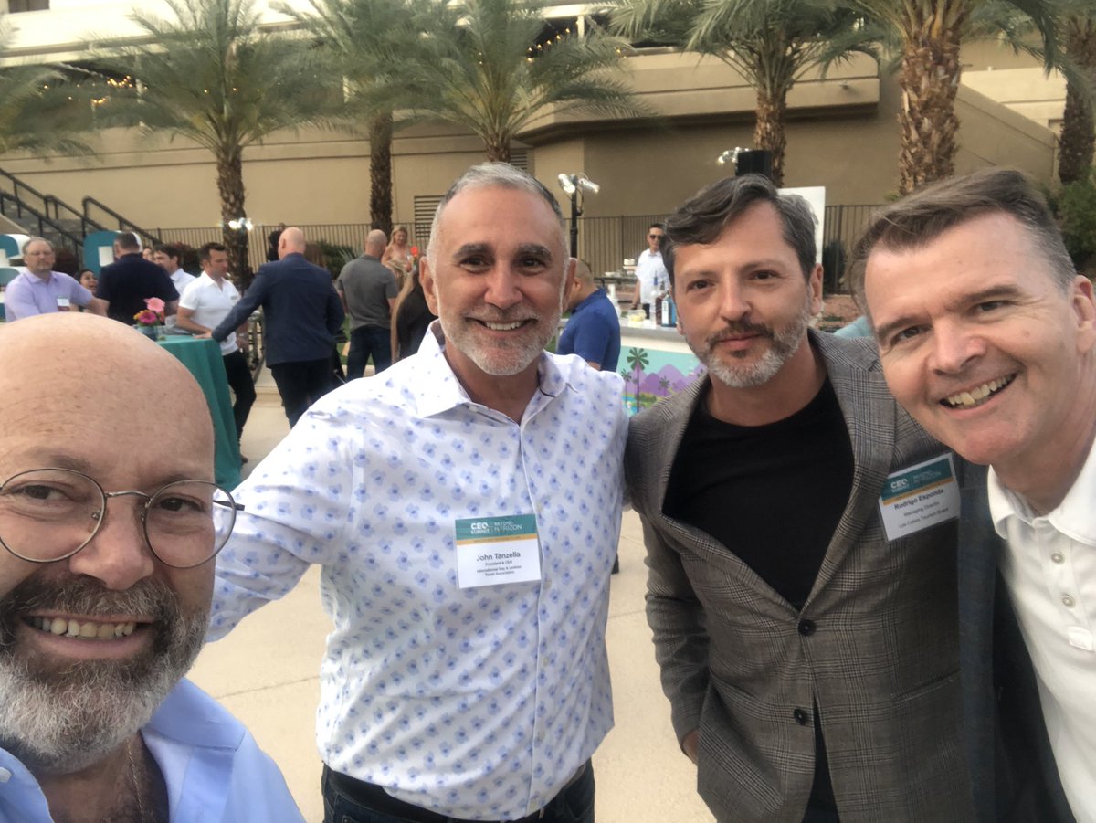 echaillo's tweet photo. Great conversations last night at the @destintl #CEOSummit22 opening reception with @LosCabosTourism ‘s @Responda , @pcmahq ‘s @BMACDFW @IGLTA ‘s John Tanzella and @MMGYglobal ‘s Paul Ouimett https://t.co/aHhm8fzTfR