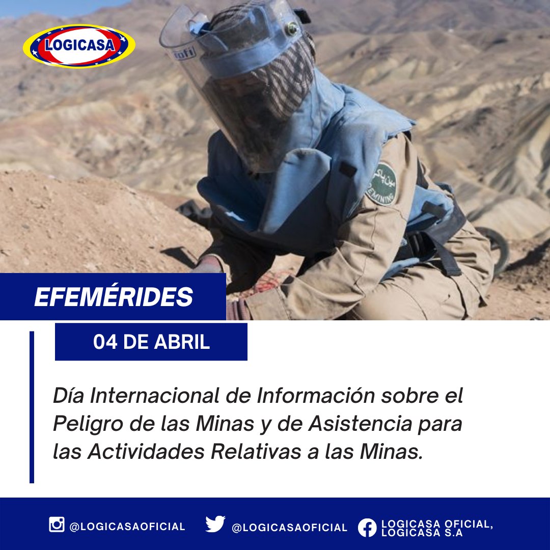 LogicasaOficial's tweet photo. #4Ab #Efeméride 📅 || El Día Internacional de Información sobre el Peligro de las Minas y de Asistencia para las Actividades Relativas a las Minas intenta crear conciencia en torno al peligro y consecuencias que traen las minas para la seguridad e integridad de las personas. https://t.co/2jkRzgO2s4