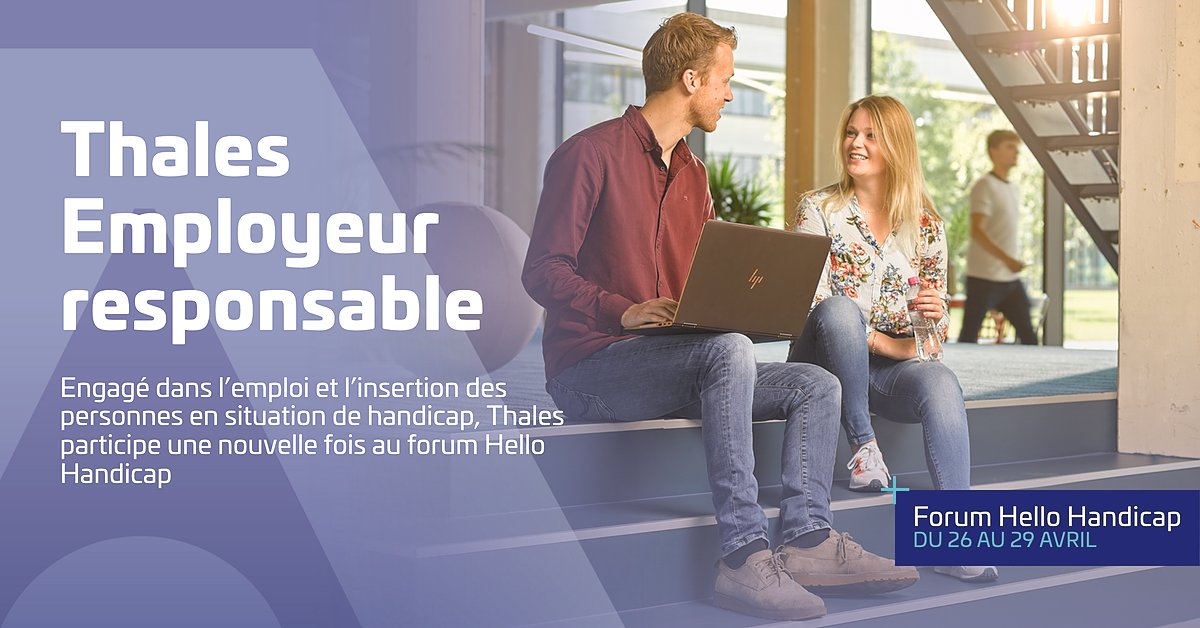 [Event] Chez Thales, nous encourageons l’insertion des personnes en situation de #handicap ✊ 

Rejoignez-nous au forum #HelloHandicap !
📅 26 au 29 avril
👉 rs-thales.com/r/handitt050422