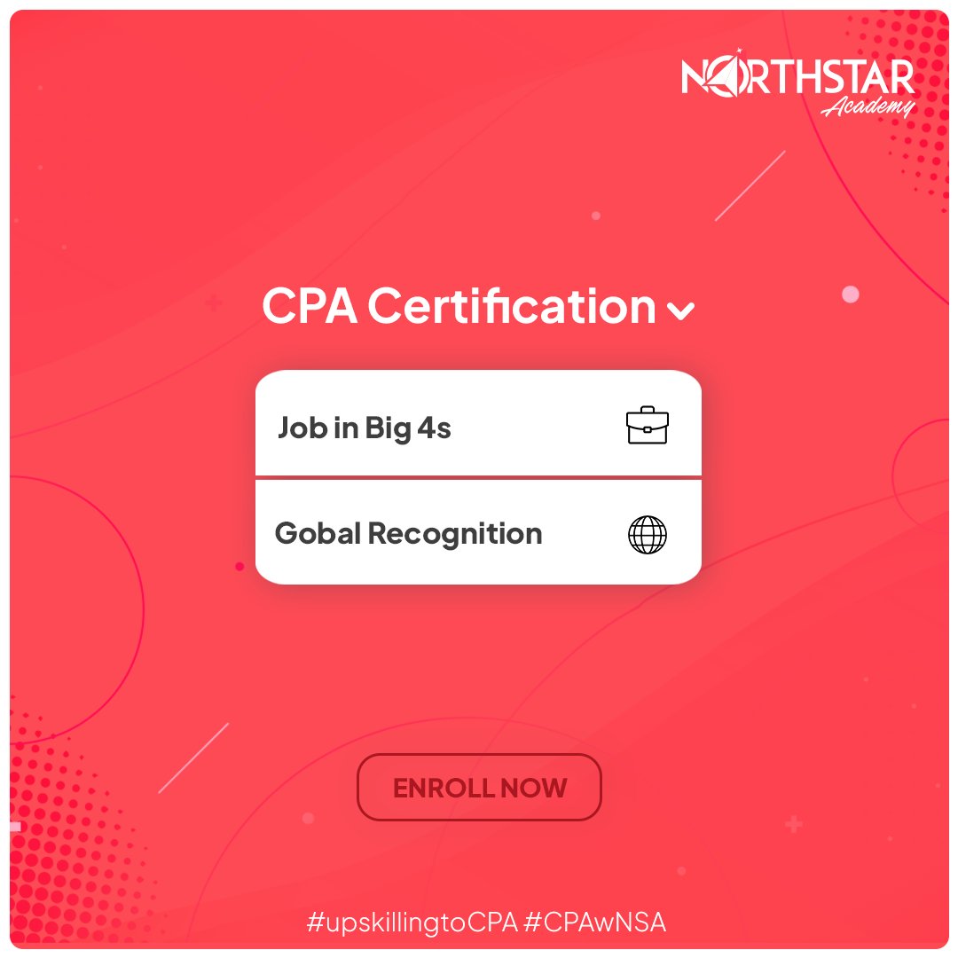 NorthStar_Acad's tweet photo. CPA US Certification is known by all accounting professionals across the globe.
Enroll Now at @NorthStar_Acad
Enroll now for the latest batch
Visit our website to know more(link in bio)
You can also reach out to us at: +91-8147470707
#CPASuccess #CPAStudent #NorthStarAcademy https://t.co/a9E59Ep6Xu