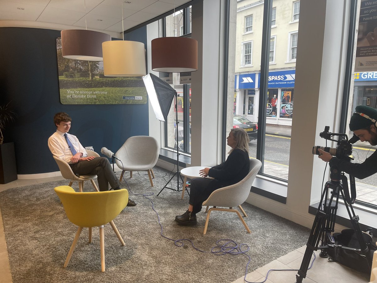 Our employment service client Lewis at work <a href="/DanskeBank_UK/">Danske Bank</a> telling his story to <a href="/BelfastLive/">Belfast Live</a> more to come on this #thisissteppingstonesni #AutismAwareness #inclusion #diversity