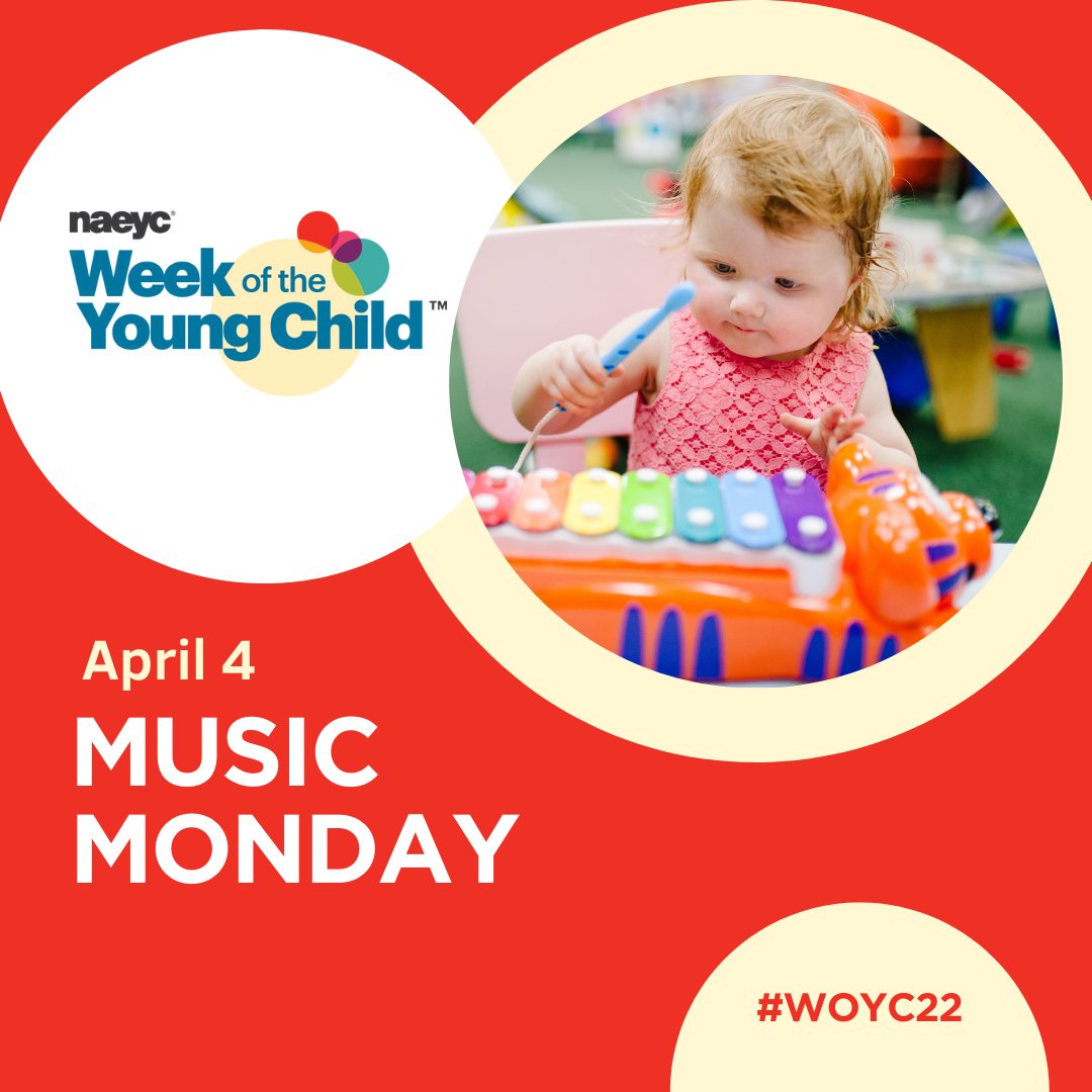 NAEYC's tweet image. Sing, dance, celebrate, and learn! Today is Music Monday, the first day of the 2022 Week of the Young Child®! We can't wait to see and share the creative ways you celebrate this year. Post your photos and videos on social media using #WOYC22
