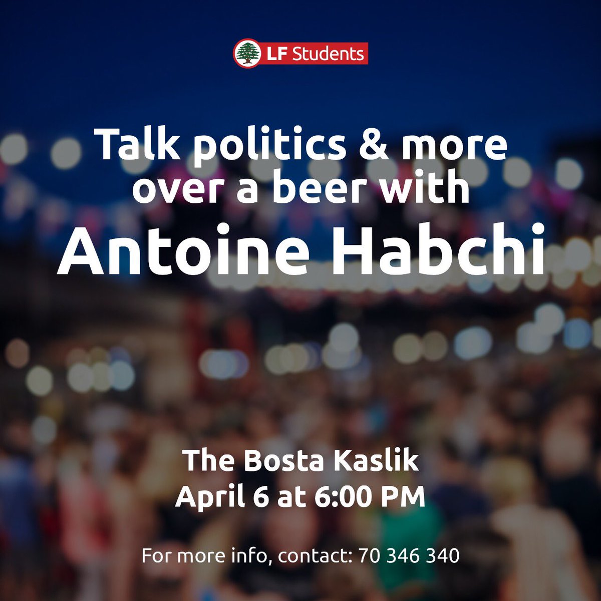 LFDUFP's tweet photo. Talk politics &amp; more over a beer with Antoine Habchi @antoinebhabchi https://t.co/PeLrkIAbpd