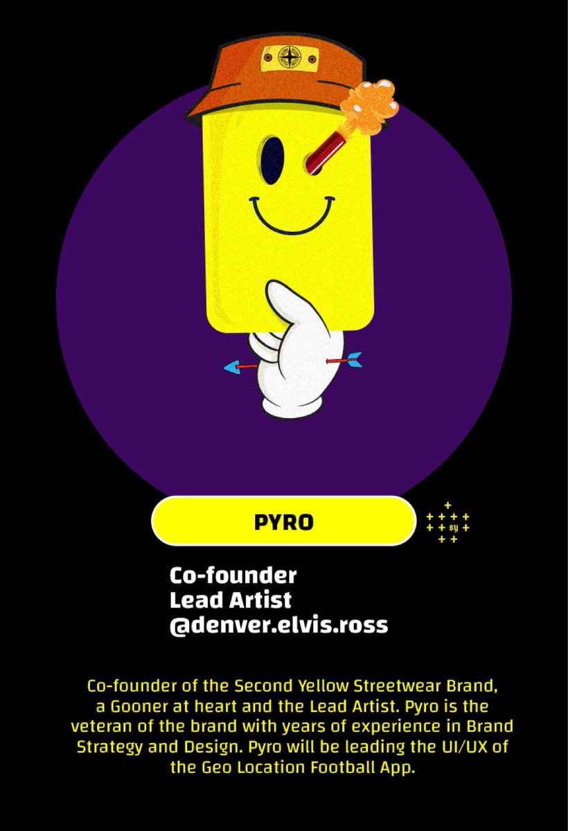 SecondYellowFC's tweet photo. 🚨 DOXXED 🚨 Say hello to PYRO 🧨 Our Lead Artist and Co-Founder of Second Yellow Apparel 💛⚽️⚡️

#nft #nfts #NFTdrop #NFTCommunity #NFTGiveaways #NFTProject #NFTCollection https://t.co/vkWwJlEDu9