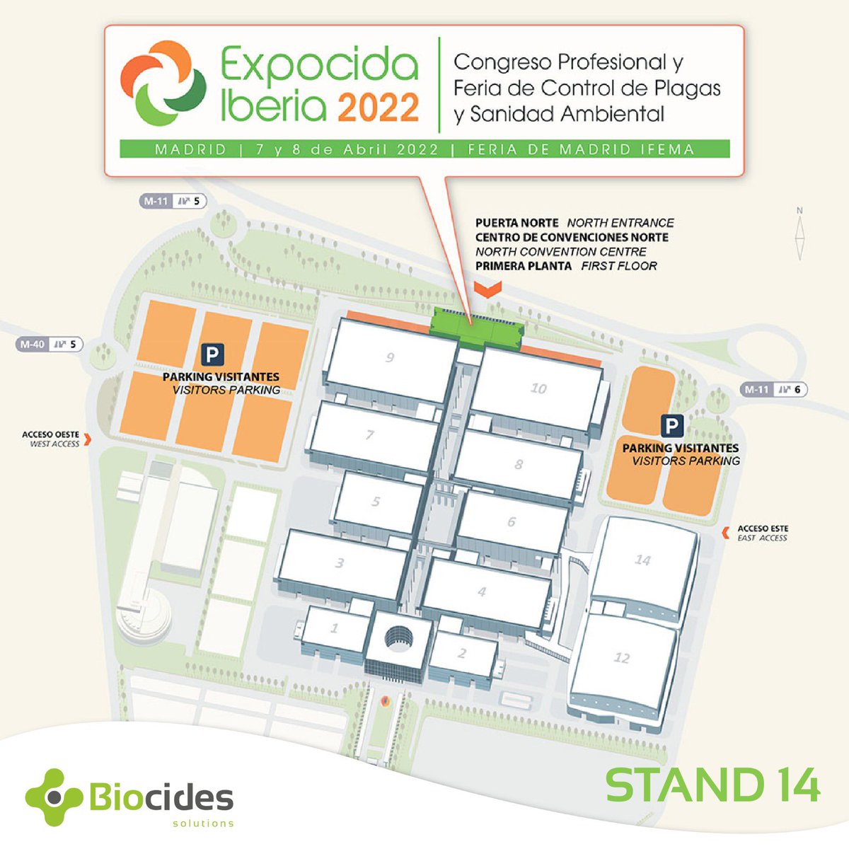 Biocidess's tweet photo. 👉 Este jueves 7 y viernes 8 de abril participaremos en la nueva edición de #ExpocidaIberia2022 en IFEMA Madrid (Centro de convenciones Norte, 1ª planta)
 
📍 Nos podrás encontrar en el Stand 14 (frente a la sala de ponentes)

¡Te esperamos! https://t.co/987ujnkuRD