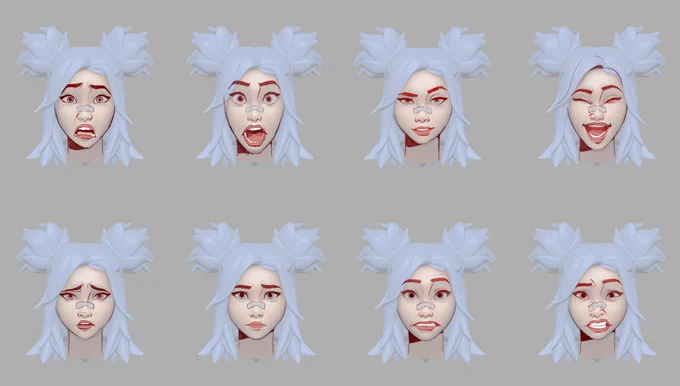 Here's something else I did when we were working on Neon's agent trailer. We were working on her facial rig and I made this guide to help push some of her expressions 
