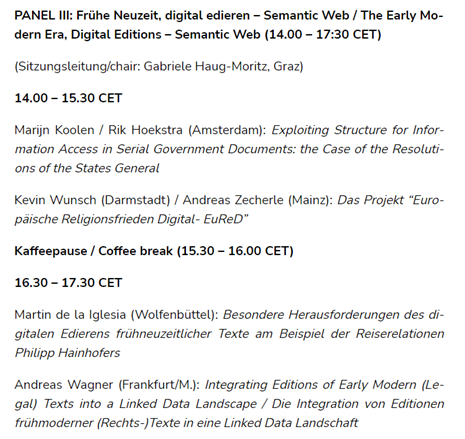 DH Graz (@dh_graz) on Twitter photo Diesen Nachmittag, #rta1576 Panel 3 "Frühe Neuzeit, digital edieren – Semantic Web / The Early Modern Era, Digital Editions – Semantic Web", mit @marijnkoolen, Rik Hoekstra, Kevin Wunsch, Andreas Zecherle, <a href="/delaiglesia/">Solpalumbo</a>, <a href="/anwagnerdreas/">@anwagnerdreas@hcommons.social</a> #edition #twitterhistorians Diesen Nachmittag, #rta1576 Panel 3 "Frühe Neuzeit, digital edieren – Semantic Web / The Early Modern Era, Digital Editions – Semantic Web", mit @marijnkoolen, Rik Hoekstra, Kevin Wunsch, Andreas Zecherle, <a href="/delaiglesia/">Solpalumbo</a>, <a href="/anwagnerdreas/">@anwagnerdreas@hcommons.social</a> #edition #twitterhistorians