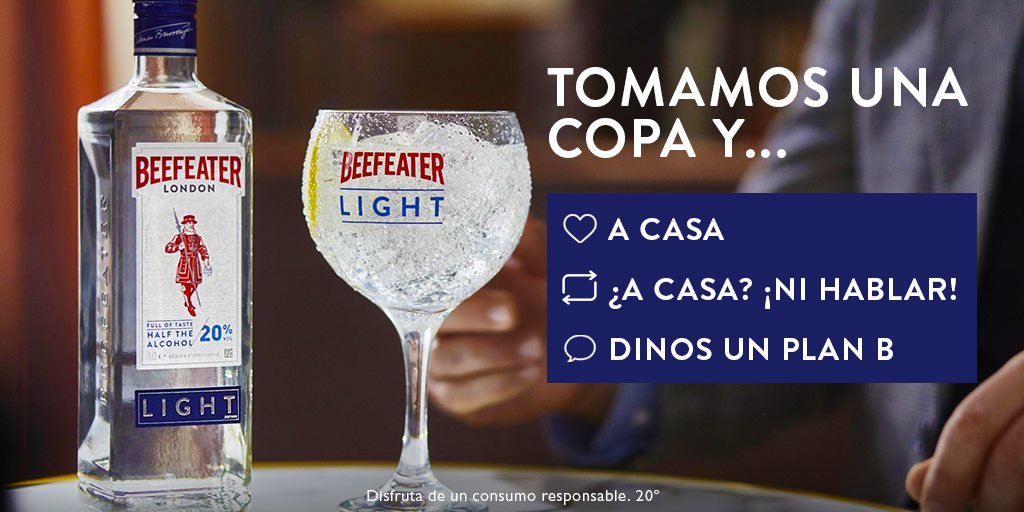 beefeatergin_ES's tweet photo. ¡Vamos a descubrir quiénes son los verdaderos fans de #BeefeaterLight! Acaba la frase:
Tomamos una copa y...
❤️ a casa
🔁 ¿a casa? ¡Ni hablar!
💬 ¿Tienes un plan B? Cuéntanoslo
Mitad de alcohol. Dobles de posibilidades. Y no renuncies a nada.
#BeefeaterGin https://t.co/yZBzkqfvd3