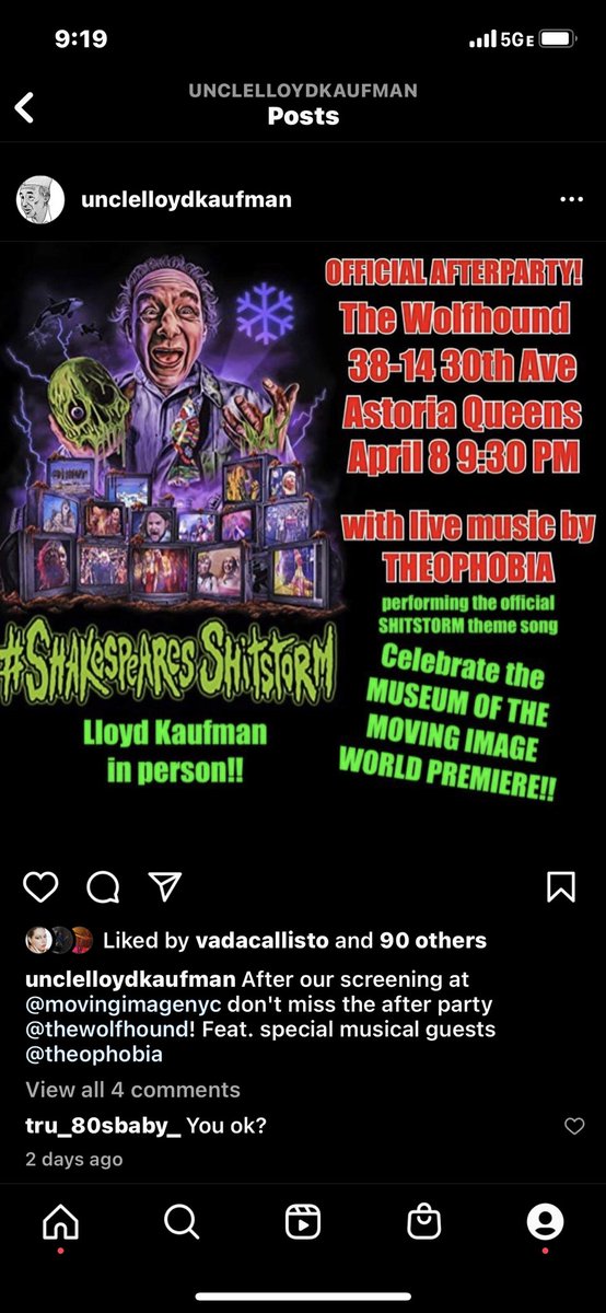 lloydkaufman's tweet photo. Join us!! Great music by @vhscamera @RegBloor etc @Troma_Team @TromaNOWApp @AshleyNaglieri @sluttytheclown @hilinemerch @DougSakmann @LizKatzOfficial @QWFF @AstronomiconMI @QueensGazette https://t.co/xePcIZXLBE