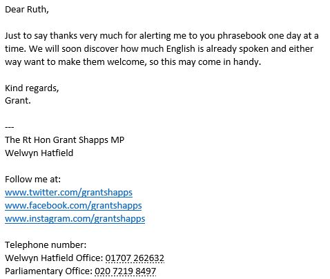 Ritarooth's tweet photo. I have written a phrasebook to help people who are hosting Ukrainian refugees.  As Grant Shapps MP and his family plan to share their home, I sent him information about the project, which aims to raise money for the Disasters Emergency Committee.  https://t.co/NGWbPJZTua https://t.co/FpYCfchUl3