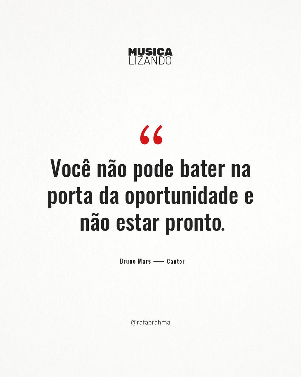 No mercado musical, o segredo do sucesso é estar pronto para a oportunidade quando ela surgir.

Prepare-se, dedique-se, estude e aperfeiçoe suas habilidades para quando seu momento chegar. Vamos juntos! ✊🏼🖤 #musicalizando