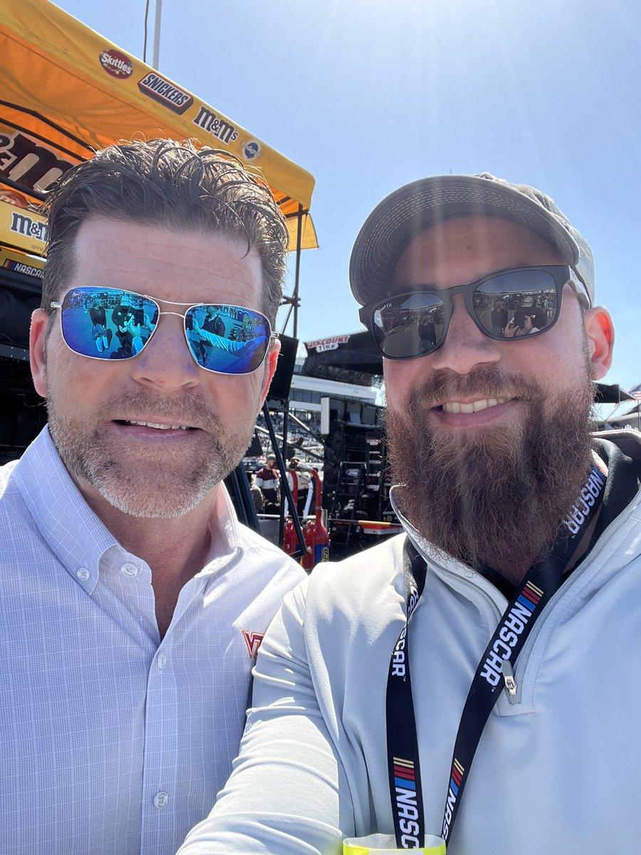 MAylorJr's tweet photo. Always great to see #Hokies at the race track, especially ones attending their first race! Great to meet you and let’s go hokies! @CoachPryVT #NASCAR https://t.co/ajcH8boGSB