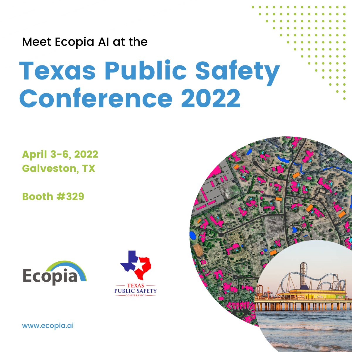 EcopiaAI's tweet photo. We’re excited to be a sponsor and exhibitor at @TXpubsafetyconf!
Ecopia’s high-precision mapping data is a trustworthy foundation for geospatial intelligence relied on by public safety stakeholders and emergency responders.
#PublicSafety #TXPSC2022 https://t.co/ocunTH4zIe