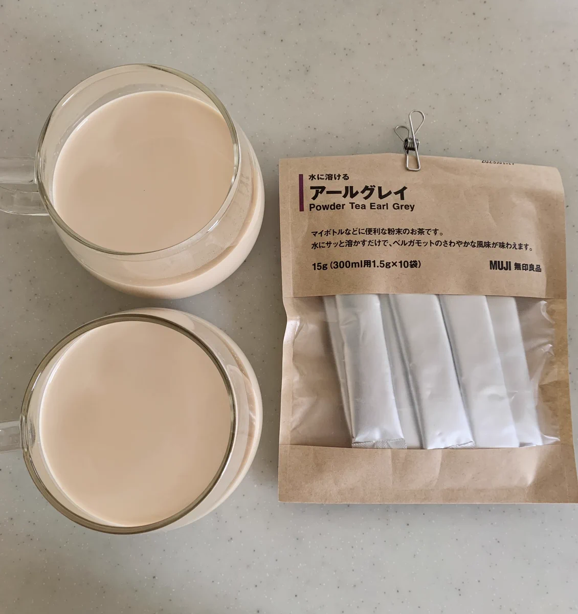 無印の水に溶けるアールグレイ。速攻で本格的なロイヤルミルクティーを楽しめるのでリピ買い決定