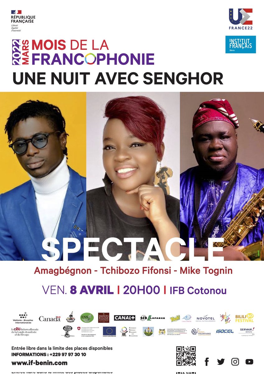 IF_Benin's tweet photo. #ifb #ifb2022 #tognidaho  #BéninRévélé #IFparis #wasexo #FranceBenin #MoisFrancophonie 

ÉVÉNEMENT : Une nuit avec SENGHOR 

🗓️ 08.04.2022  ▶ 20H00  

💰 Libre &amp; Gratuite https://t.co/NGQd8GaJIw