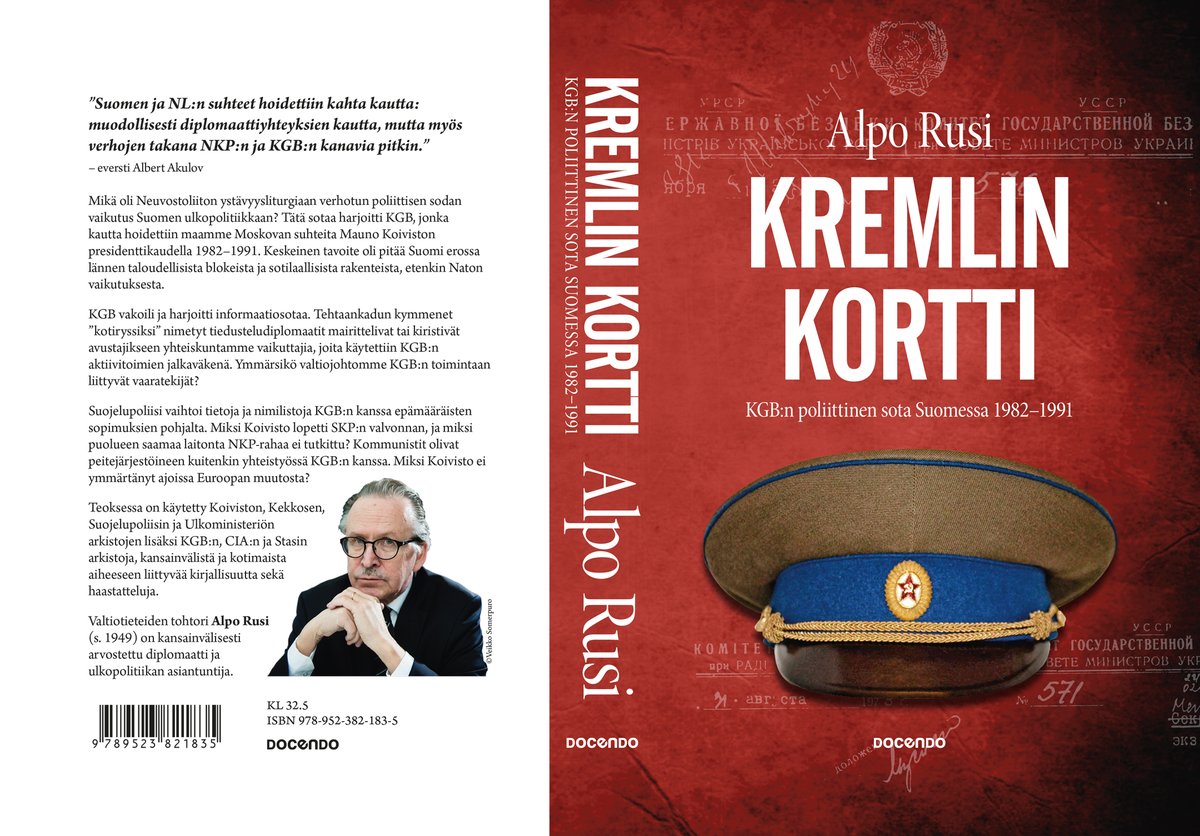 RusiAlpo's tweet photo. Kirjani Kremlin kortti on myyty loppuun ainakin Helsingin alueella ja  kustantajan varastot tyhjentyneet. Docendosta ilmoitettiini toisen painoksen tulevan 14.4. myyntiin. Tekijänä olen otettu että lähihistoriamme kiinnostaa. https://t.co/HNVg10YoAS