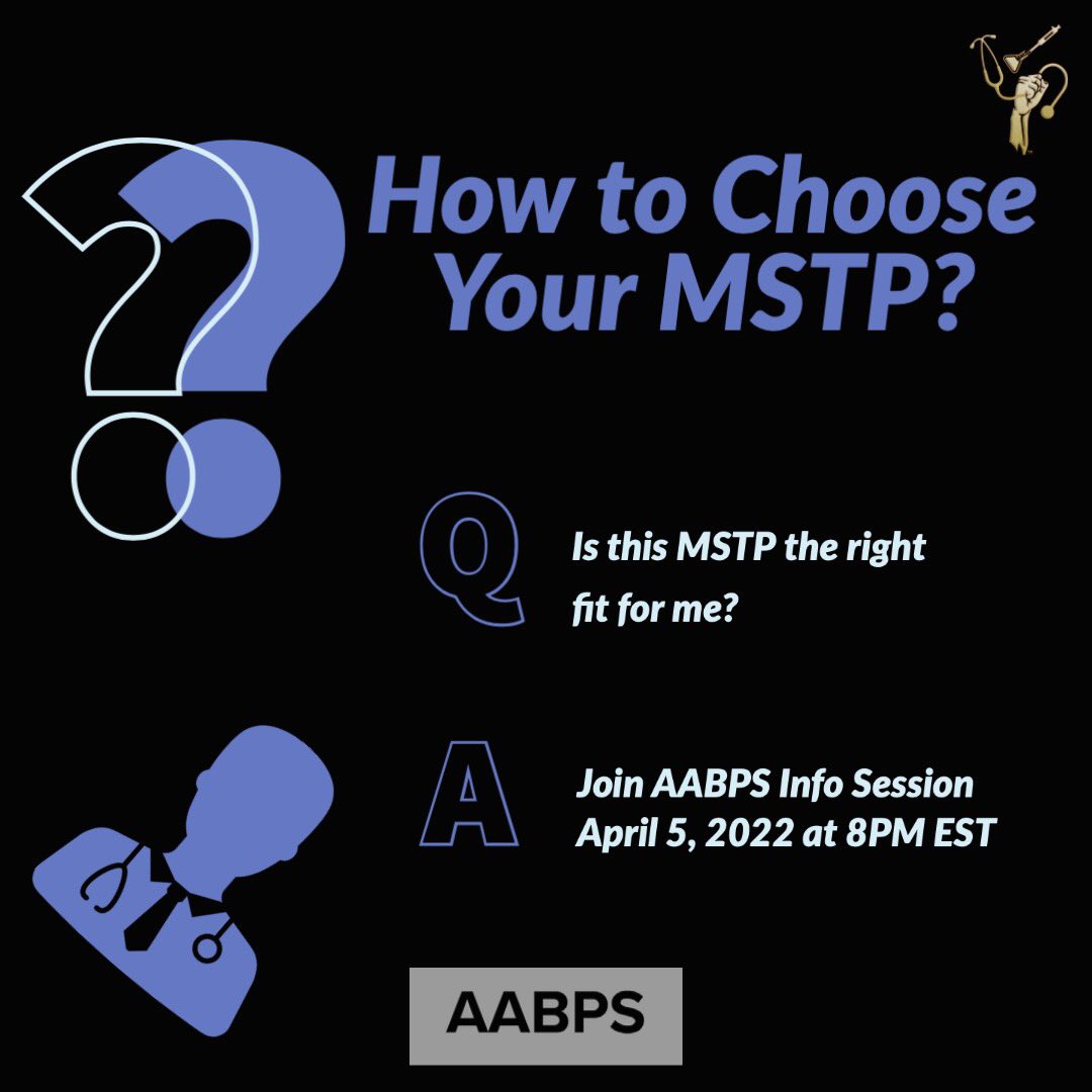 AABlackPS's tweet photo. Do not forget to RSVP and attend the #AABPS session on how to choose the MSTP or MD/PhD program right for you, on April 5th, 2022 at 8PM EST. https://t.co/lZUsYop7j1
#medtwitter #medicalschoolacceptance #medicalschool #mdphd #mstp #acceptances #aabps #mudphud #mstp https://t.co/qCkeyS5peb