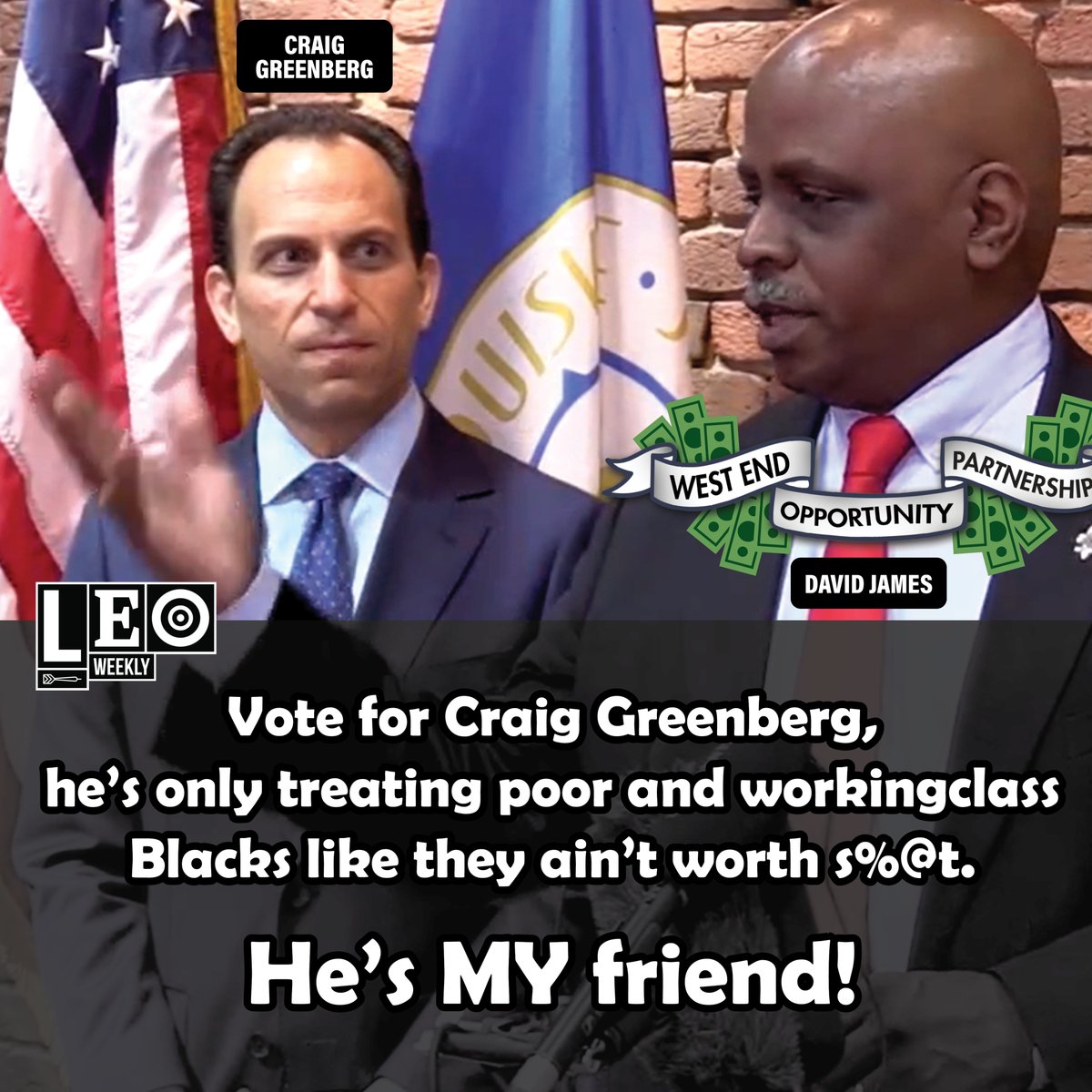 HBNAssembly's tweet photo. @leoweekly article shows Craig Greenberg's (@RunWithCraig) true face! #CraigisGreg #developermayor #racistANDclassist #StoptheTIF  #Louisville 

Article: https://t.co/Zh2Txq8aKk
Learn more about Greenberg's attack on the West End: https://t.co/Hrk5obKFhf https://t.co/9260hHyh1C