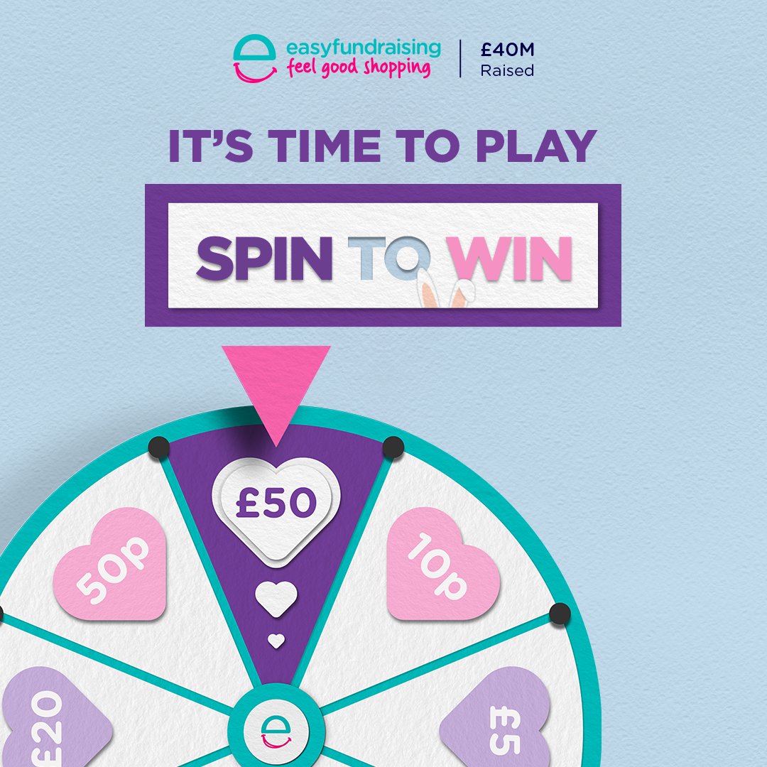 GlobalActionLtd's tweet photo. Let’s play Spin to Win! Between 4 – 17 April 2022, easyfundraising is offering you the chance to win up to £50 every day when your friends and family spin the wheel. Are you ready? https://t.co/4cvXy2TyfS https://t.co/0ofQuJ7tbR