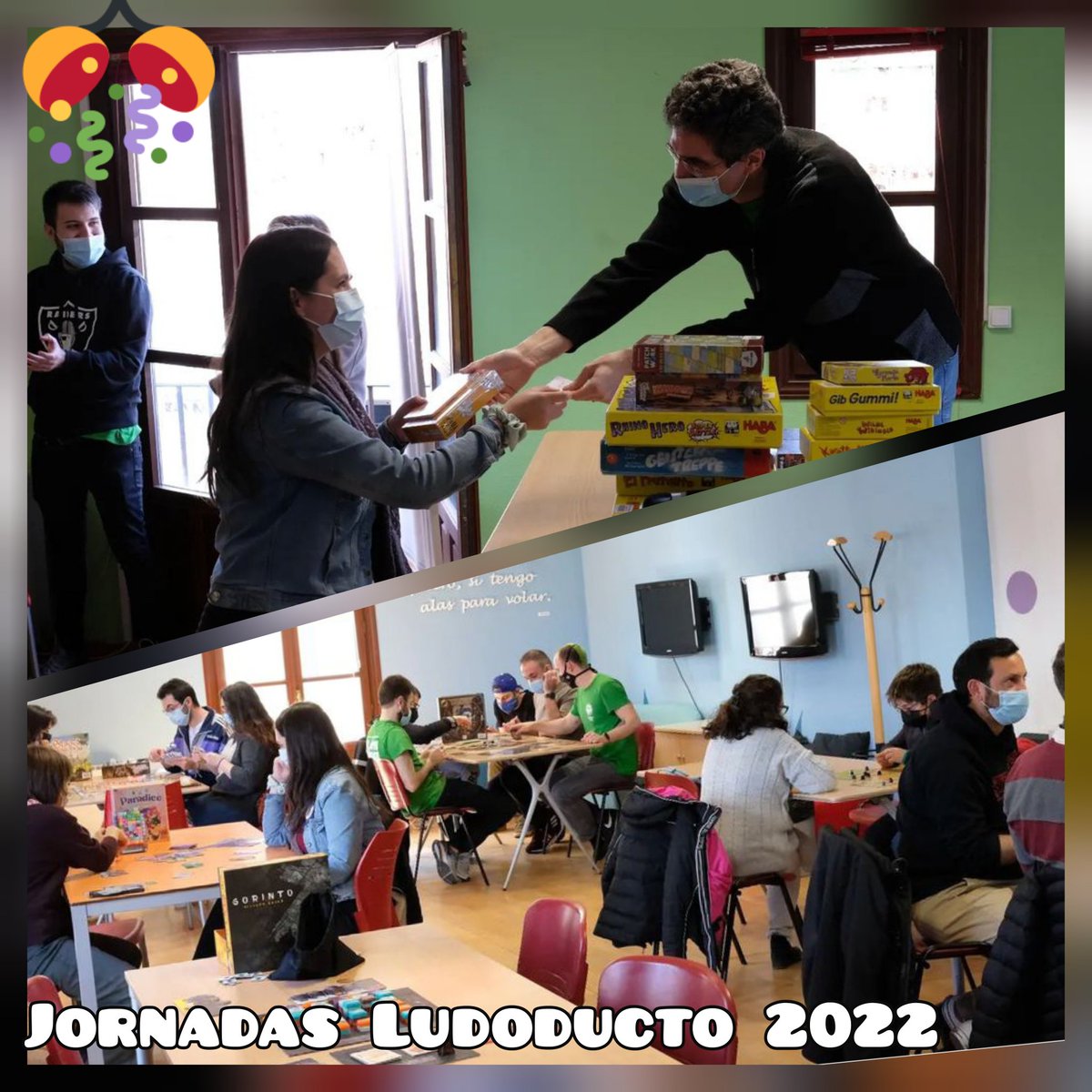 RosaODS's tweet photo. ¡Y nos lo pasamos fenomenal! 🎲Fui sola y encontré personas estupendas con quien compartir esta afición. Pude probar #Paradice , #Gorinto , #Aventurerosaltren y #Hadara . Además tuve la suerte de traerme conmigo el #Rolltothetop de @zacatrus  
¡Gracias @ludoducto y @segoviajoven! https://t.co/xVkUaQGom1