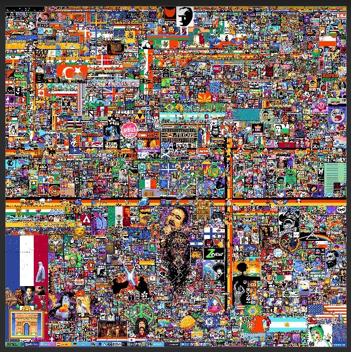 DamianCatanzaro's tweet photo. Reddit y /r/place, la batalla de internet.

Este año Reddit volvió a abrir su canvas donde cada usuario puede pintar un pixel cada 5 minutos, comunidades enteras de Reddit como streamers se unieron para dejar su bandera o logo y en Argentina tenemos 2 espacios grandes ganados. https://t.co/o6nE9Zhbgv