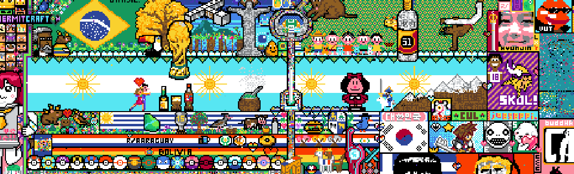 DamianCatanzaro's tweet photo. Reddit y /r/place, la batalla de internet.

Este año Reddit volvió a abrir su canvas donde cada usuario puede pintar un pixel cada 5 minutos, comunidades enteras de Reddit como streamers se unieron para dejar su bandera o logo y en Argentina tenemos 2 espacios grandes ganados. https://t.co/o6nE9Zhbgv