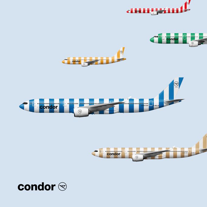SteveRudin7News's tweet photo. What do you think? 

Some thought the new livery for #CondorAirlines was an April Fools joke - nope. It is for real. #stripes #airlines #travel #germany https://t.co/SeXbfbQZWL