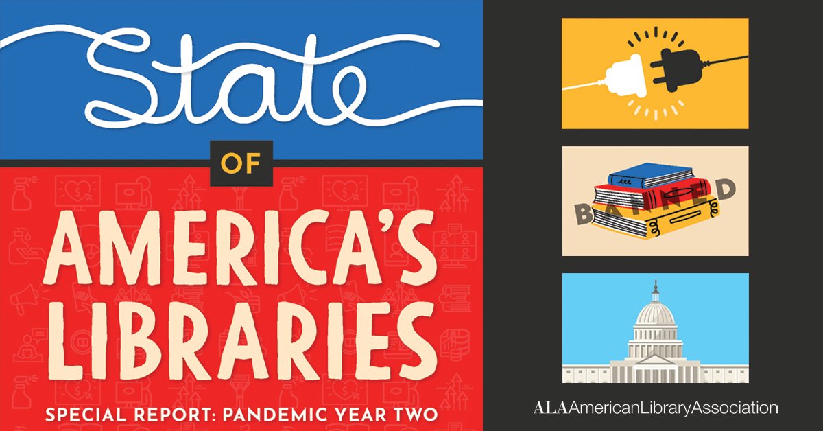 ALALibrary's tweet image. Read about the national trends and issues impacting libraries and find out which books made the Top Ten Most Challenged Books list in the State of America's Libraries Special Report: Pandemic Year Two. bit.ly/soal-2022 #BannedBooksList #NationalLibraryWeek