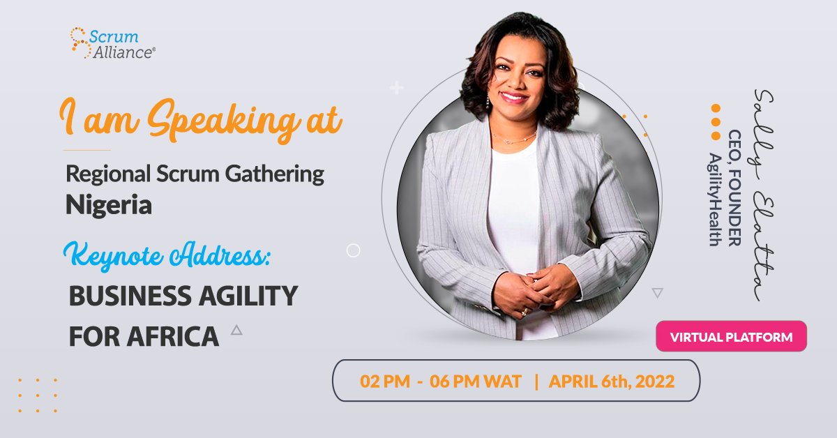 agilityhealthr's tweet photo. Attending the Regional Scrum Gathering, Nigeria on April 6? Be sure to catch our CEO @sallyelatta speaking on Business Agility for Africa. https://t.co/pblHuEy86C
#rsgnigeria #businessagility #agilityhealth https://t.co/uKRcllziiE