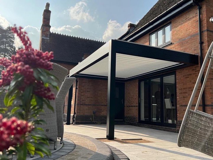The Iris from Lanai in powder coated black aluminium to match the current doors and windows. This model also has RGB lighting around the perimeter. Size is 4.8m x 3.6m
 
Please contact us on info@lanai-outdoor.co.uk with any enquiries.