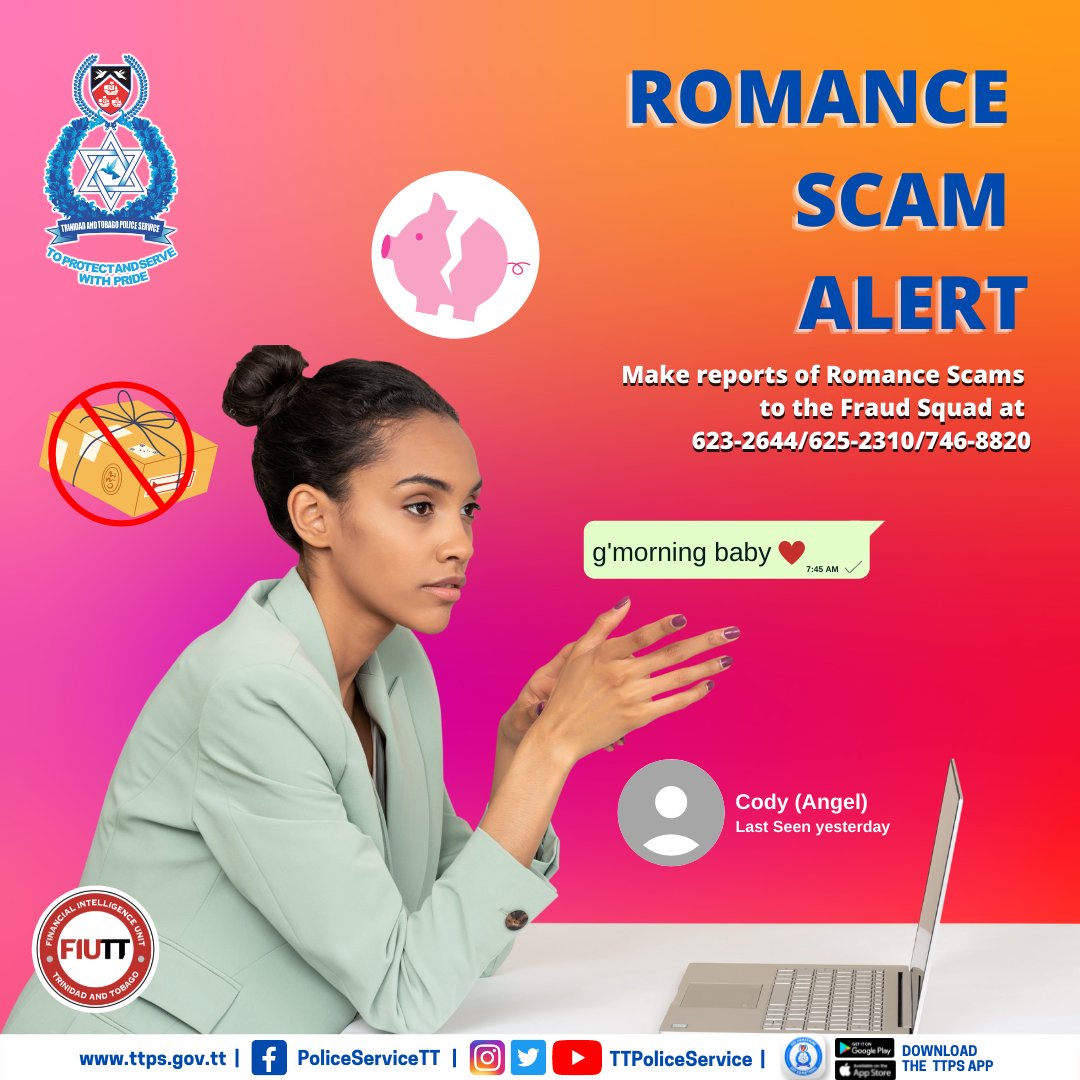 TTPoliceService's tweet photo. Online Romance Kindled? Don’t Get Swindled.
#TheLoveCon #HeartHacker #GiftGrift #OnlineSafety #RomanceScamAlert #FinancialLiteracy #FIUTT #myTTPS https://t.co/azkbLLGQfH
