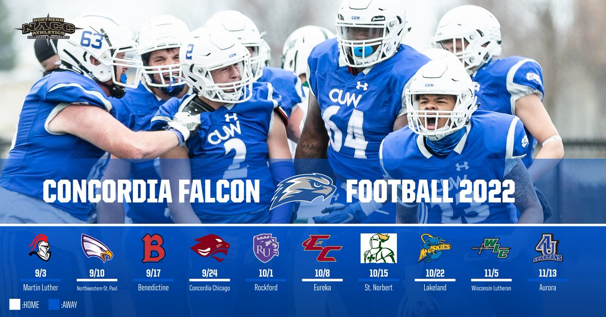 Mark your calendars! Here is your CUW Falcon's 2022 Football Schedule!