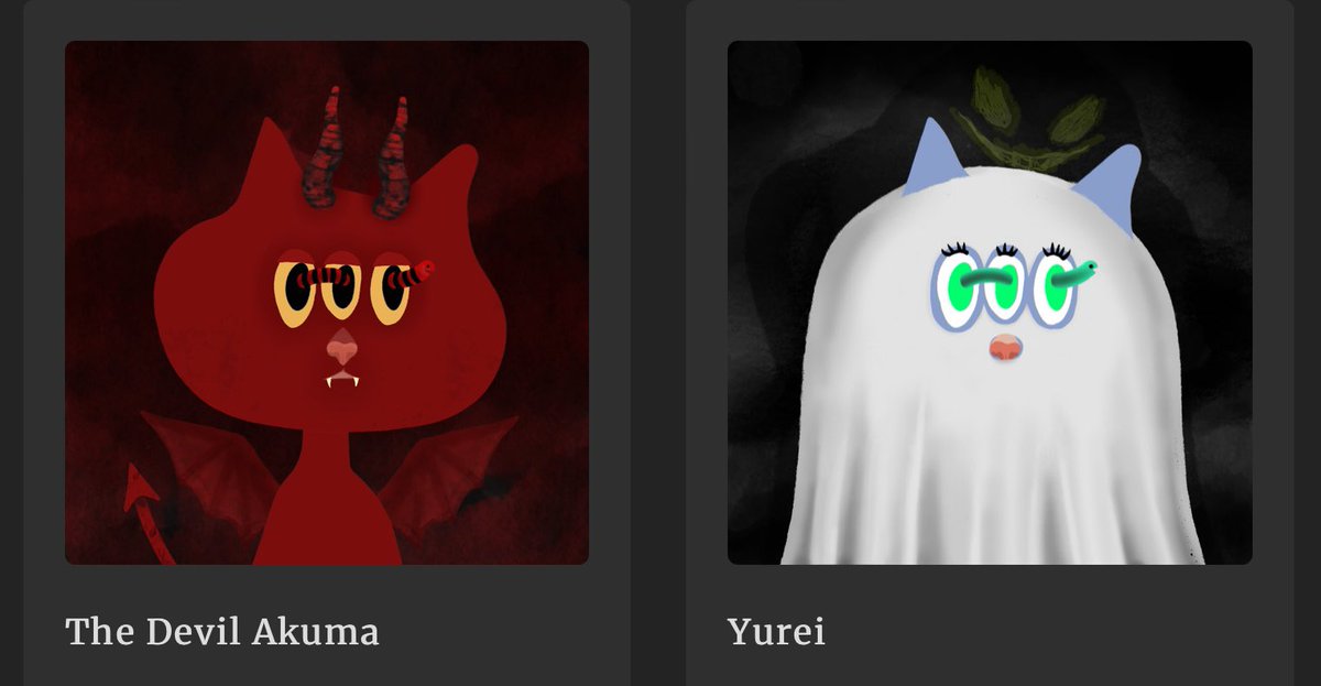 3EyesNekoNFT's tweet photo. ⚡️Auction Update⚡️
🙏🏻🙏🏻🙏🏻

Neko #003 : The Devil Akuma 悪魔 
Current bid : 0.1 ◎

Neko #004 : Yurei 幽霊 
Current bid : 0.1 ◎

Time remaining : 28hrs 

https://t.co/irUVFCqriJ

#nftart #NFTdrop #NFTs #nftcollectors #NFTartist #NFTCommumity #Solana #SOL https://t.co/aj2pr5d3HO