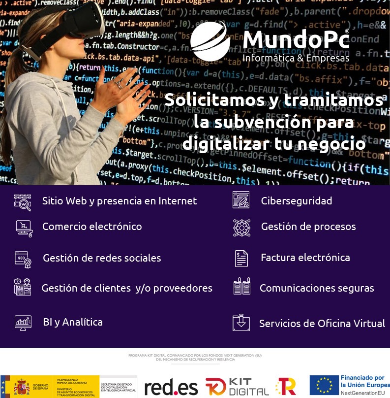 tiendasmundopc's tweet photo. ¡MundoPC somos agentes digitalizadores del KIT DIGITAL! 🖥️ Subvenciones de hasta 12.000 euros para Pymes, Micropymes y Autónomos.
🌐 https://t.co/DqNerdg12h
#TiendasMundoPC #KitDigital #Pymes #autónomos https://t.co/Z6UYnZFSVy