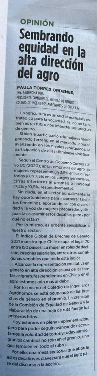"Mejorando la equidad en la alta dirección del agro", columna de <a href="/petorreso/">Paula Torres Ordenes</a>, ex tallerista de <a href="/amarelmundo/">Amarelmundo</a>. Recomiendo su lectura."