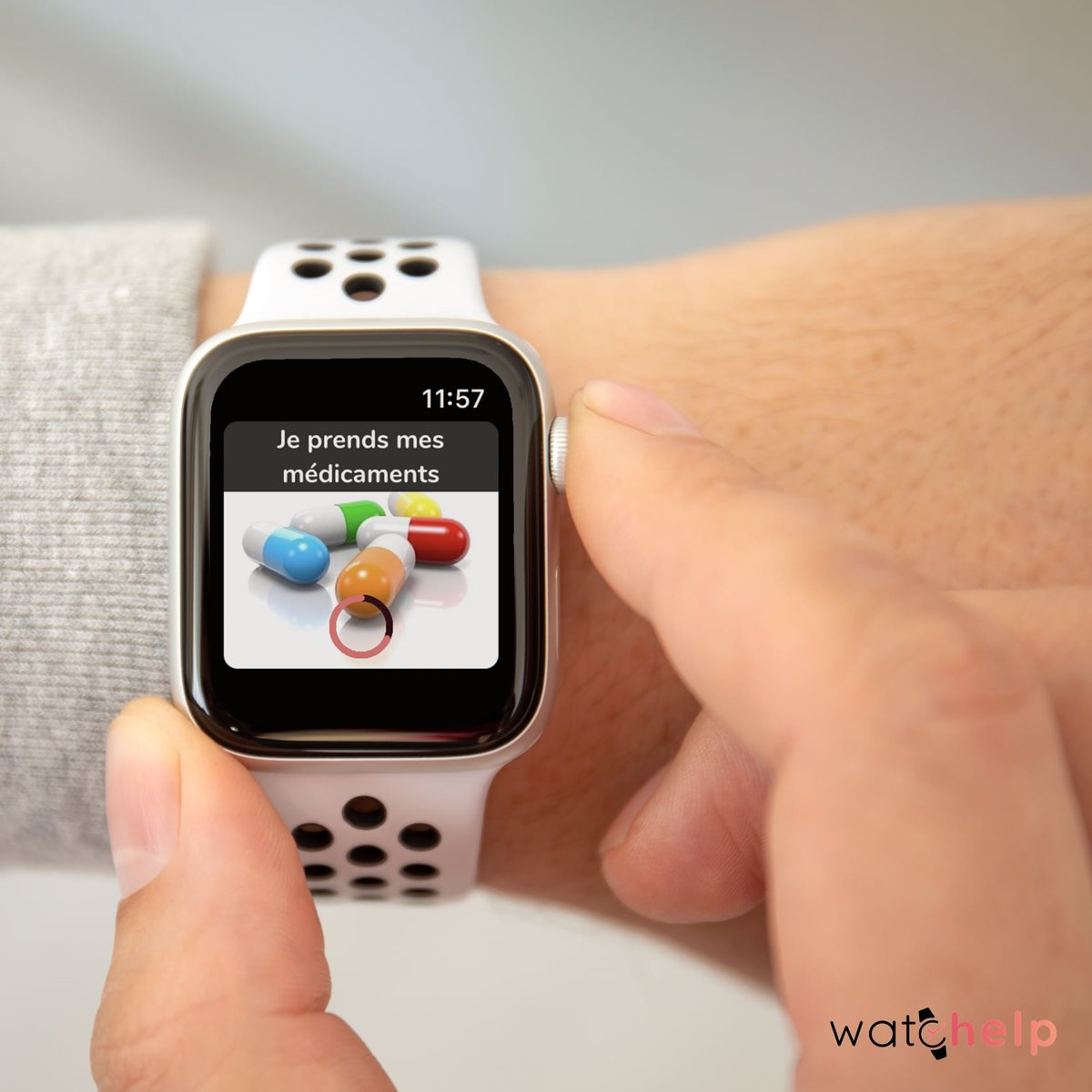 WATCHELP, une application GRATUITE pour créer et programmer des rappels qui se déclenchent sur la montre (ou le smartphone) de la personne dépendante, pour l'aider à ne rien oublier 🙂 Notre appli propose de nombreuses autres fonctions : géolocalisation, bouton d'alerte etc. 😊